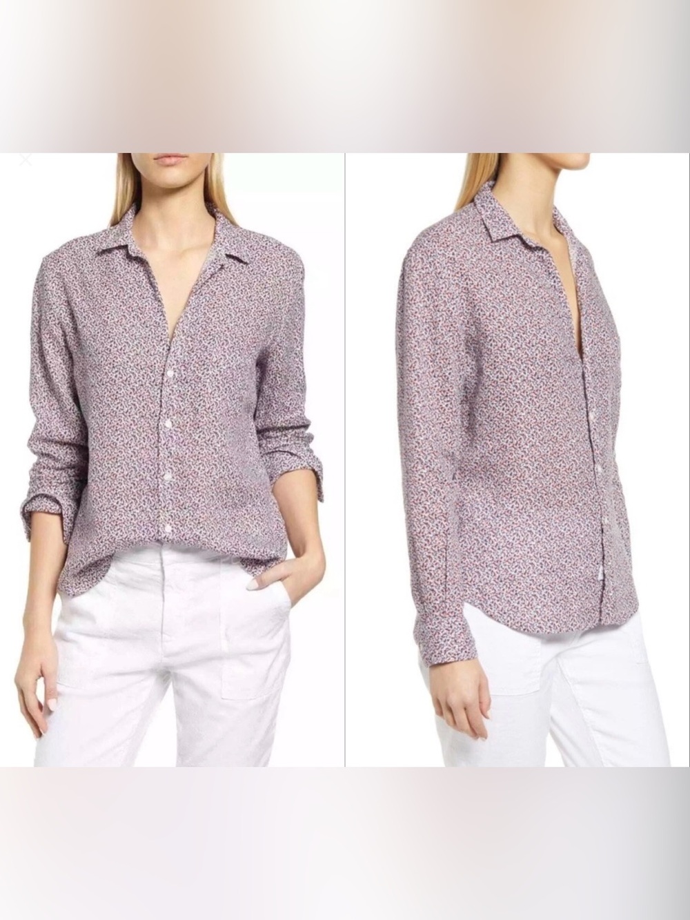 frank & eileen floral 100% cotton button down shirt
